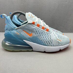 Womens 8 / 6.5Y Nike Air Max 270 Glacier Blue Total Orange Athletic Running